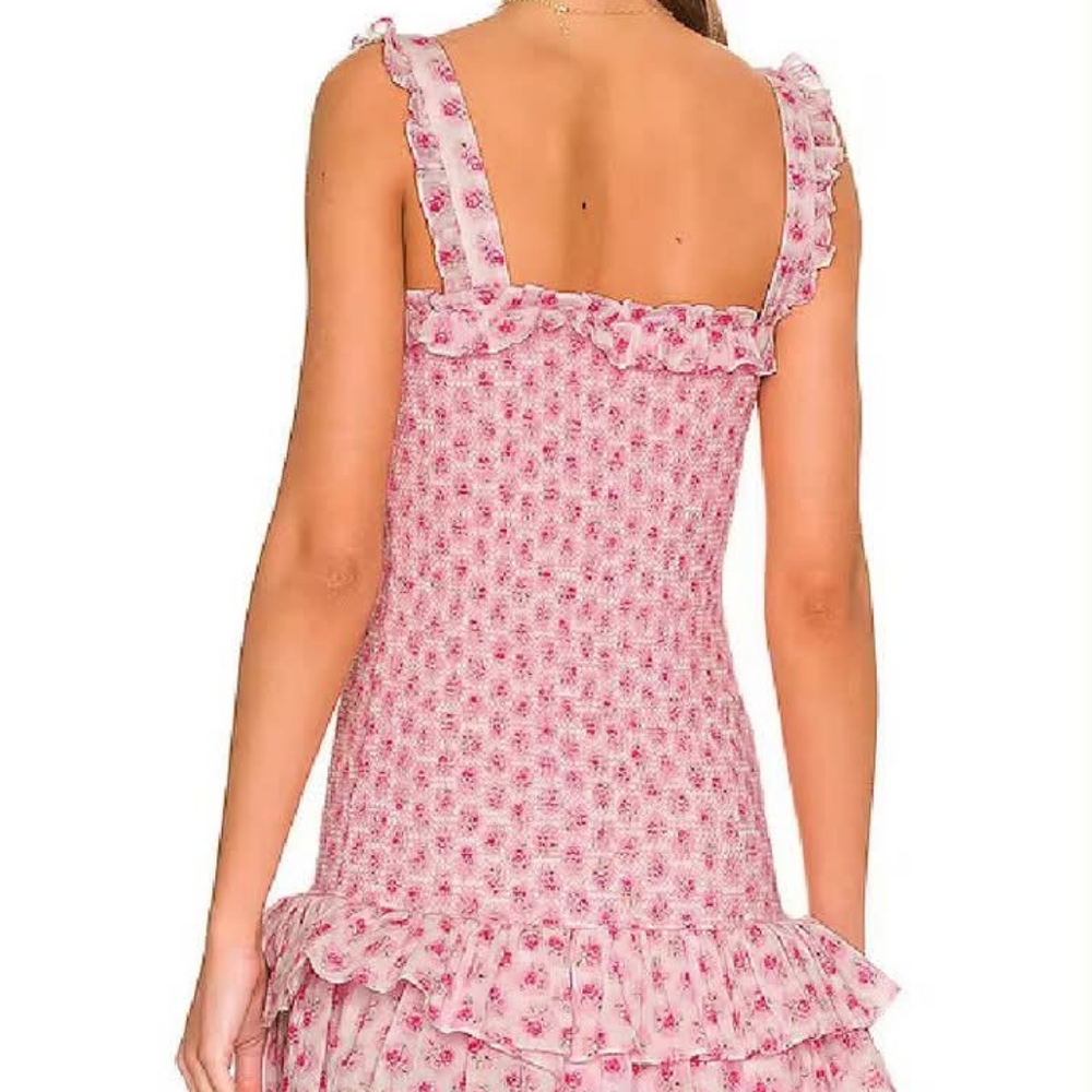 Floral Pink Ruffle Dress. - Picture 3 of 4